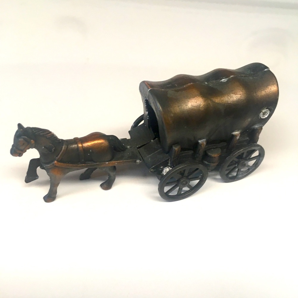 Bronze-Tone Covered Wagon Horse Pencil Sharpener - Decorative Home Accent